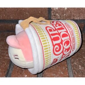Nissin Cup Noodles Cat Plush Pink White Ramen Collectible Kawaii Stuffed Animal